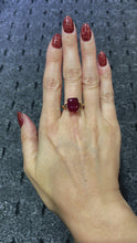 Load and play video in Gallery viewer, Vintage 10K Yellow Gold Cushion Ruby Ring