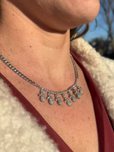 Load and play video in Gallery viewer, Vintage 14k white gold dangler necklace with 4.50CTW natural diamonds.