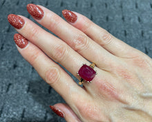 Load image into Gallery viewer, Vintage 10K Yellow Gold Cushion Ruby Ring