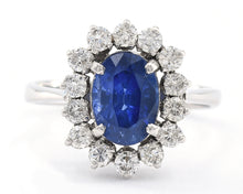 Load image into Gallery viewer, Oval Sapphire and Diamond Halo Ring