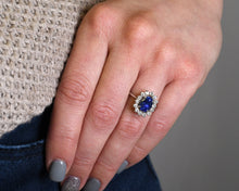 Load image into Gallery viewer, Sapphire and Diamond Halo Ring