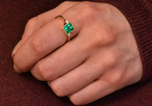Load image into Gallery viewer, Bezel Set Emerald and Diamonds Ring