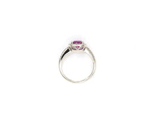 Load image into Gallery viewer, Pink Sapphire Diamond Halo Ring