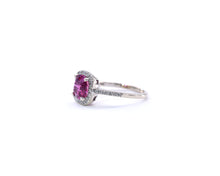 Load image into Gallery viewer, Pink Sapphire Diamond Halo Ring