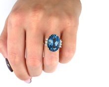 Load image into Gallery viewer, Blue topaz and diamond ring