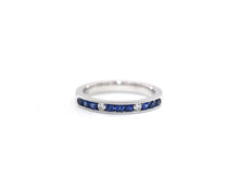 Load image into Gallery viewer, Sapphire and Diamond Wedding Band