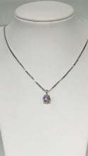 Load and play video in Gallery viewer, Round diamond solitaire pendant on 14k white gold box link chain