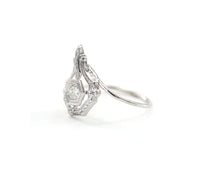 Load image into Gallery viewer, 10K White Gold Old Mine Diamond Converted Stick Pin Ring.