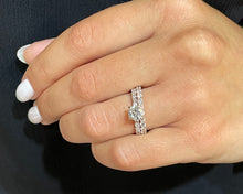 Load image into Gallery viewer, 14K Rose Gold Engagement Ring Set With Round Brilliant Cut GIA Certified Diamond Paired With a Rose Gold French Set Diamond Wedding Band.