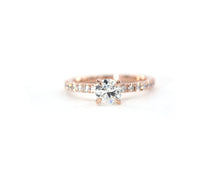 Load image into Gallery viewer, 14K Rose Gold Engagement Ring Set With Round Brilliant Cut GIA Certified Diamond