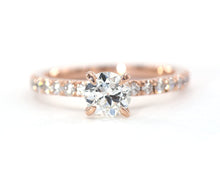 Load image into Gallery viewer, 14K Rose Gold Engagement Ring Set With Round Brilliant Cut GIA Certified Diamond