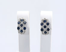 Load image into Gallery viewer, 14K White Gold Earrings Set With Sapphires and Diamonds