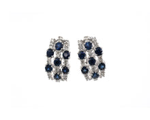 Load image into Gallery viewer, 14K White Gold Earrings Set With Sapphires and Diamonds