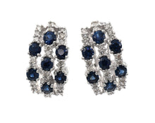 Load image into Gallery viewer, 14K White Gold Earrings Set With Sapphires and Diamonds