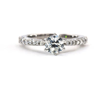 Load image into Gallery viewer, 14K white gold GIA certified round brilliant cut diamond engagement ring.