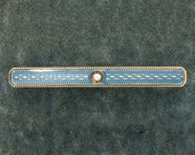 Load image into Gallery viewer, Vintage 14K yellow gold enamel and pearl bar brooch