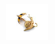 Load image into Gallery viewer, 14K Yellow Gold Enameled Snail With Umbrella Brooch With Diamond
