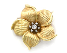 Load image into Gallery viewer, 14K Yellow Gold Flower Pin/Pendant Set With Diamonds