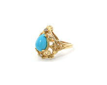 Load image into Gallery viewer, 14K Yellow Gold Ring Set With Synthetic Turquoise And Diamonds