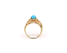 Load image into Gallery viewer, 14K Yellow Gold Ring Set With Synthetic Turquoise And Diamonds