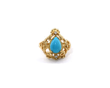 Load image into Gallery viewer, 14K Yellow Gold Ring Set With Synthetic Turquoise And Diamonds
