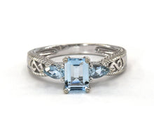 Load image into Gallery viewer, 14K white gold and Aquamarine ring.