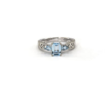 Load image into Gallery viewer, 14K white gold and Aquamarine ring.