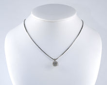 Load image into Gallery viewer, 14k white gold round diamond solitaire pendant on 14k white gold box link chain