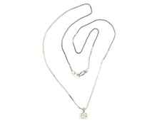 Load image into Gallery viewer, 14k white gold round diamond solitaire pendant on 14k white gold box link chain