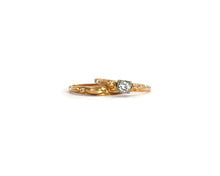 Load image into Gallery viewer, 14K yellow gold + 18k white gold diamond engagement ring and wedding band set.