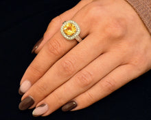 Load image into Gallery viewer, 14k white gold, citrine and diamond ring.