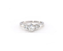 Load image into Gallery viewer, 14k white gold three stone round brilliant cut diamond engagement ring.