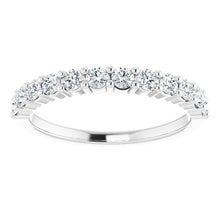 Load image into Gallery viewer, 14k white gold shared-prong 1/2CTW round brilliant cut diamond wedding band.