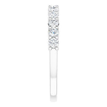 Load image into Gallery viewer, 14k white gold shared-prong 1/2CTW round brilliant cut diamond wedding band.