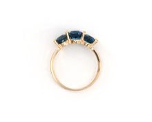 Load image into Gallery viewer, 14k yellow gold and London blue topaz three stone ring.