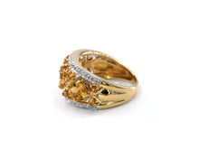 Load image into Gallery viewer, 14k yellow gold ring set with citrines and diamonds.