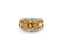 Load image into Gallery viewer, 14k yellow gold ring set with citrines and diamonds.
