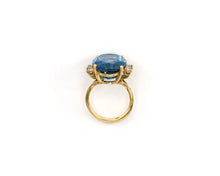 Load image into Gallery viewer, Yellow gold blue topaz and diamond ring