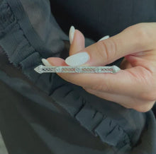 Load and play video in Gallery viewer, Antique Platinum And 14K White Gold Old Mine Diamond Bar Brooch