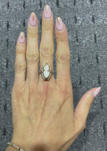 Load and play video in Gallery viewer, Vintage 14K White Gold Filigree Ring Set With Cameo