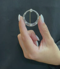 Load and play video in Gallery viewer, Vintage 14K Yellow Gold, Platinum And Diamond Circle Brooch