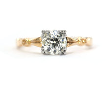 Load image into Gallery viewer, Vintage 14K yellow and white gold diamond solitaire engagement ring.