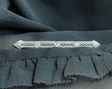 Load image into Gallery viewer, Antique Platinum And 14K White Gold Old Mine Diamond Bar Brooch