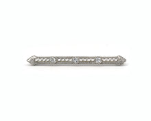 Load image into Gallery viewer, Antique Platinum And 14K White Gold Old Mine Diamond Bar Brooch