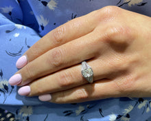 Load image into Gallery viewer, Antique Platinum and Diamond Bypass Style Engagement Ring