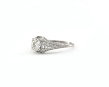 Load image into Gallery viewer, Antique Platinum and Diamond Bypass Style Engagement Ring