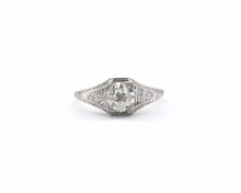 Load image into Gallery viewer, Antique Platinum and Diamond Bypass Style Engagement Ring