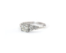 Load image into Gallery viewer, Vintage Platinum Engagement Ring Set With Old European and Single Cut Diamonds