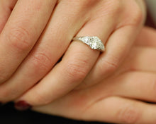 Load image into Gallery viewer, Antique Platinum Engagement Ring Set With Old European cut Diamonds