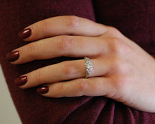Load image into Gallery viewer, Antique Platinum Engagement Ring Set With Old European cut Diamonds